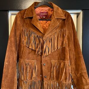 Vintage Brown Suede Fringe Leather Jacket